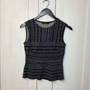 BCBGMaxAzria Yasmin Black and White Patterned Sleeveless Top - XXS